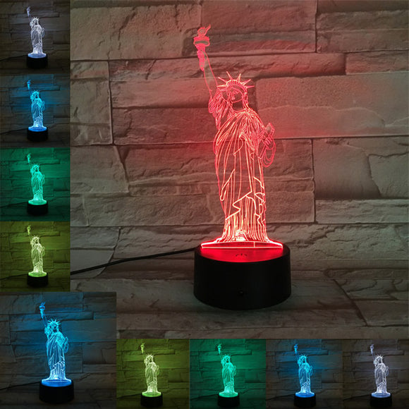 Statue of Liberty USB Battery 3D LED Lights Colorful Touch Control Night Light Gift