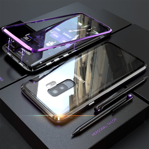 Bakeey Magnetic Adsorption Metal Clear Glass Protective Case for Samsung Galaxy S9/S9 Plus