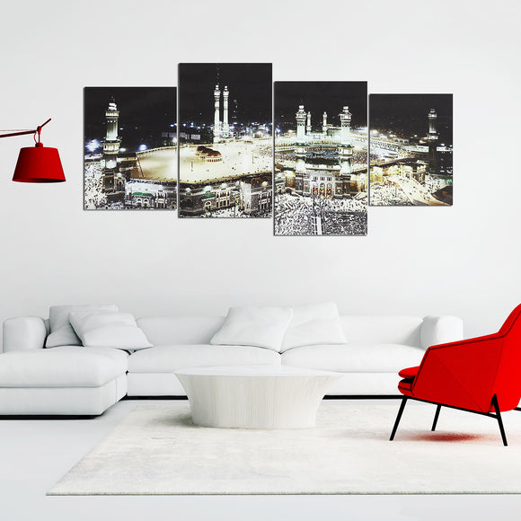 4Pcs Islamic Mecca Kaaba Hajj Poster Wall Art Canvas Print DIY Home Decor Paintings