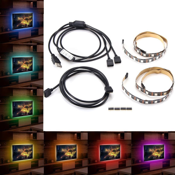 2PCS 50cm 5050 RGB USB LED Strip Light Bar TV Background Lighting Non-waterproof DC5V