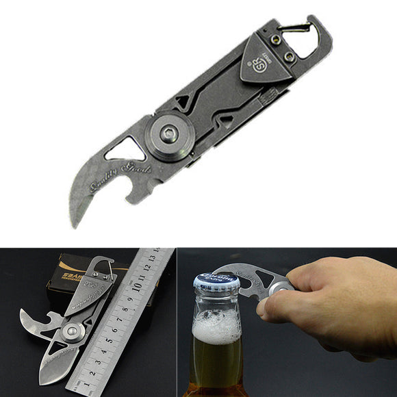 IPRee 4 In 1 Multi-functional EDC Folding Knife Portable Outdoor Survival Mini Key Tool