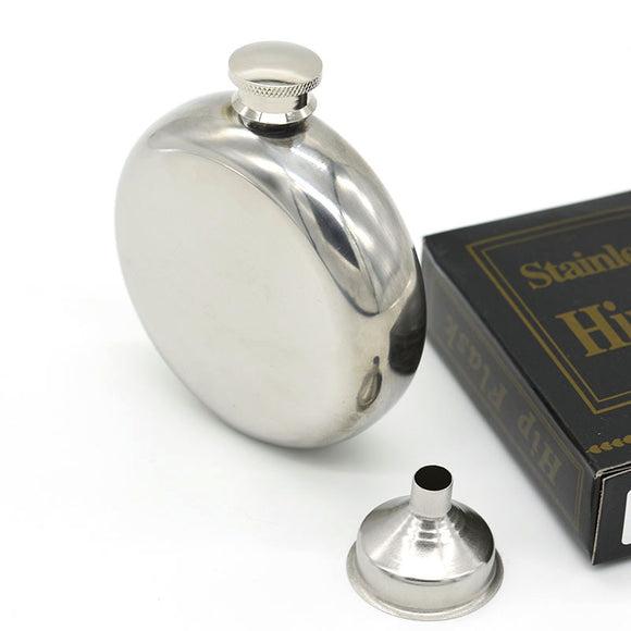 5oz Mirror Glossy Jug 201Stainless Steel Round Whiskey Flask Portable Alcohol Hip Flask Wine Bottle
