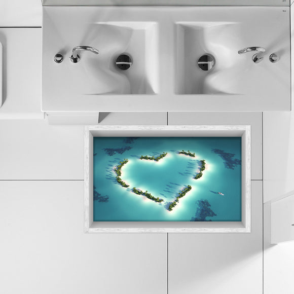 PAG 3D Bathroom Heart Shape Tree Pattern Floor Sticker Anti Slip Waterproof Washable Shower Room Decor