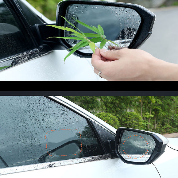 2Pcs 8cm Car Waterproof PET Anti-fog Rearview Mirror Soft Protective Film Transparent Round