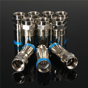 10pcs Male F-Plug RG6 TV Aerial Coaxial Cable Connectors Compression Adapter