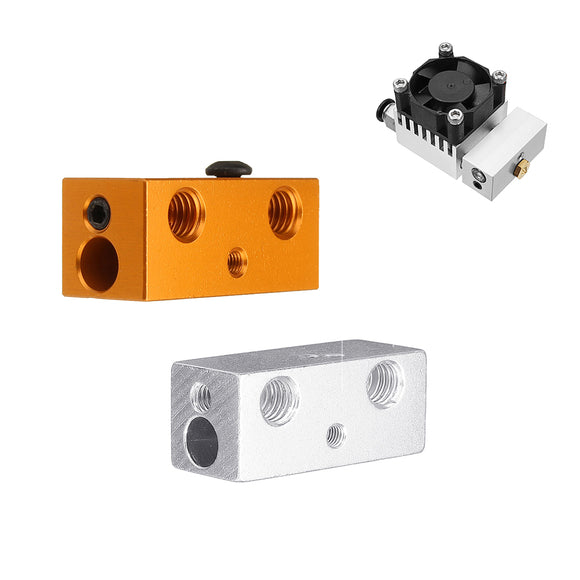 Silver/Golden 2 In 1 Out Aluminum Alloy Heating Block for 3D Printer Multi-color Extrusion