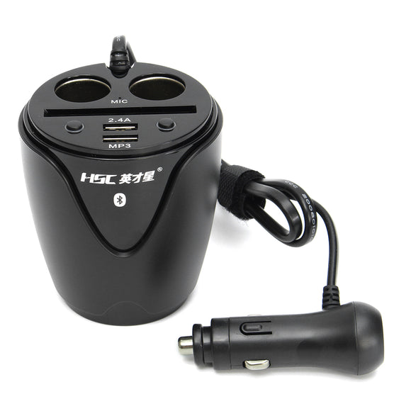 Cup Shaped Car FM Transimittervs Hands Free Wireless bluetooth MP3 Player Kit USB Charger