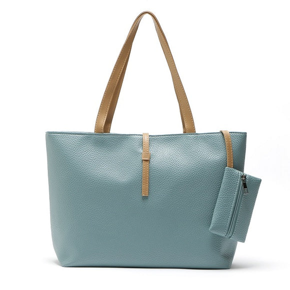 Women PU Leather Fashion Tote Casual Large Capacity Handbag