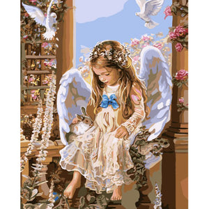 40X50CM Frameless Angel Canvas Linen Canvas Oil Painting DIY Paint By Numbers