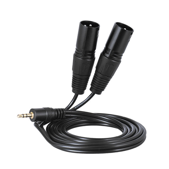 1.5m Dual XLR Male to 3.5mm Male Plug Audio Cable for Mixing Console Mixer Amplifier Speaker