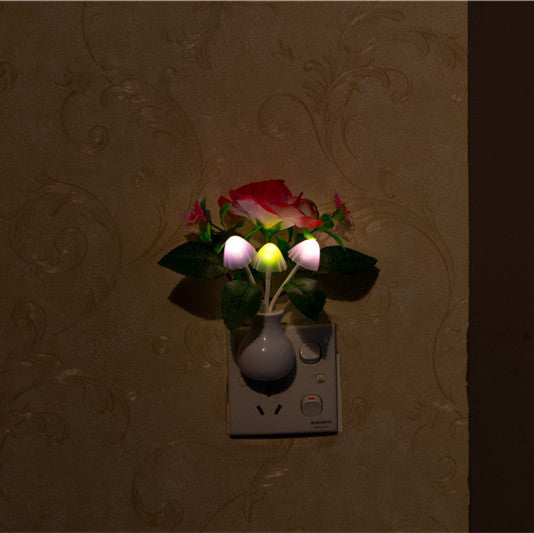 Red Peony LED Dimming Night Light 7 Colors Changing Light Control Home Wall Decor Gift