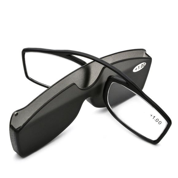 KCASA New Nose Clip Reading Glasses TR90 Mini Portable Presbyopic Glasses With Case