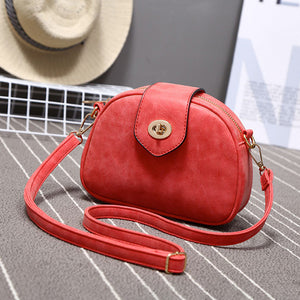 Women Matte Retro Round Bucket Bags Shoulder Bags Crossbody Bags