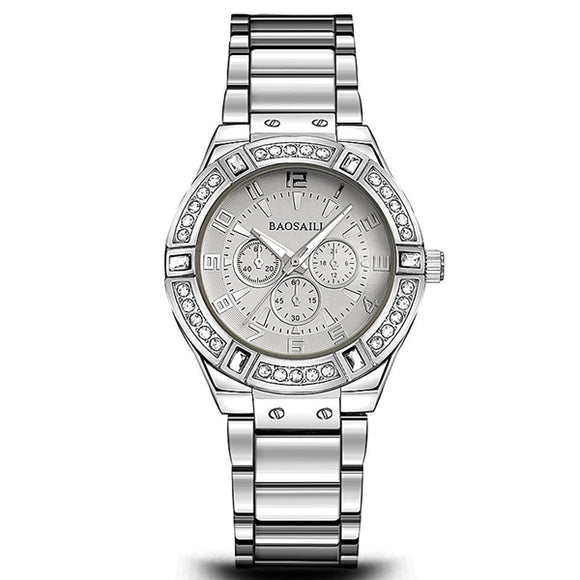 BAOSAILI BSL812 Luxury Women Watch Rhinestone Gold Sliver Fashion Casual Ladies Quartz Watch