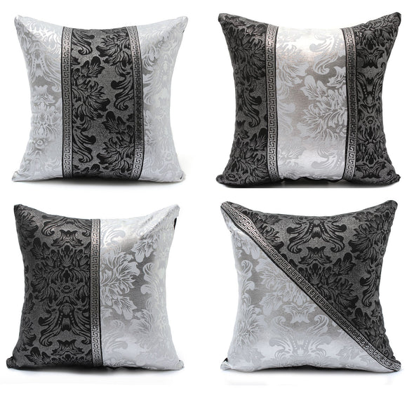 45*45cm Retro Style Square Black Silver Throw Pillow Case Sofa Imitation Leather Cushion Cover