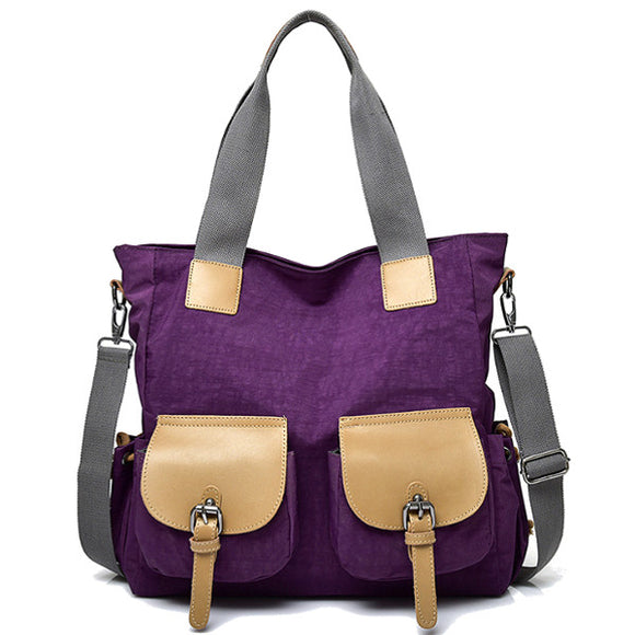 Women Nylon Front Pockets Tote Handbags Casual Shoulder Bags Capacity Shopping Crossbody Bags