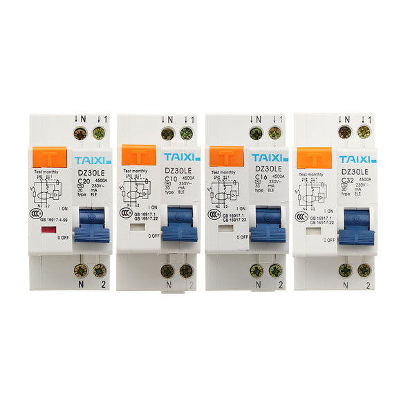 TAIXI DZ30LE-32 10A/16A/20A/32A Circuit Breaker Intelligent Short Current Leakage Protection