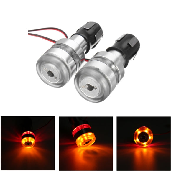 12V Universal Motorcycle Handlebar LED Turn Signal Grip 7/8 Bar End Warning Lights