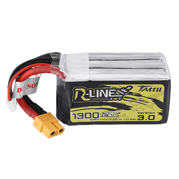 TATTU R-LINE Version 3.0 22.2V 1300mAh 120C 6S1P Lipo Battery for TurboBee 120RS