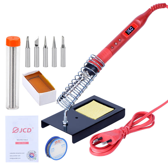 JCD 908U 100W Soldering Iron Tool Kit 220V/110V 180~500/356~932 Adjustable Temperature LCD Soldeing Station Welding Repair Tools wiht Soldering Holder Solder Tips