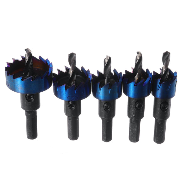 5pcs 16-30mm HSS Blue Nano Coating Tooth Hole Saw Cutter Drill Bit Set for Metal Sheet