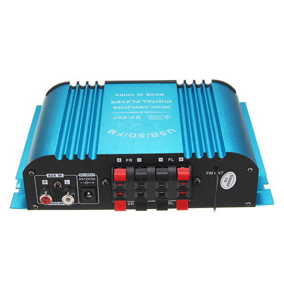 360W DC 12V Digital Audio Stereo Amplifier 4CH USB SD FM + Remote Control
