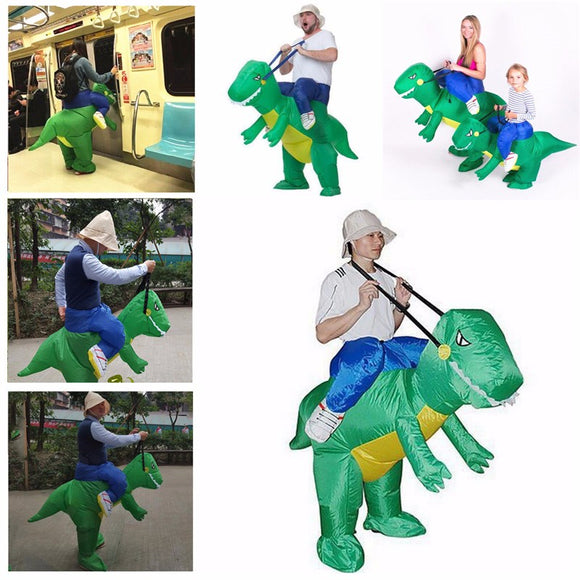 Children Inflatable Dinosaur T-REX Fancy Dress Unisex Costume Dino Rider