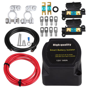 12V 140 Amp Dual Battery Smart Isolator Isolation Relay ATV UTV Wiring Kit