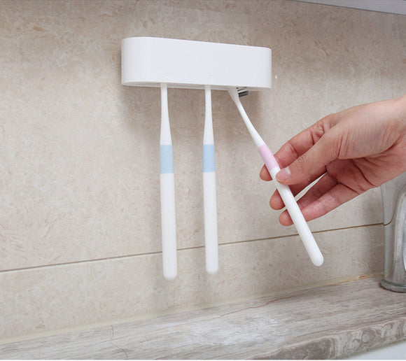 Happy Life White Toothbrush Holder Bathroom Organizer Wall Mounted Stand 3M Adhesive Smart Home Decorations from Xiaomi Youpin