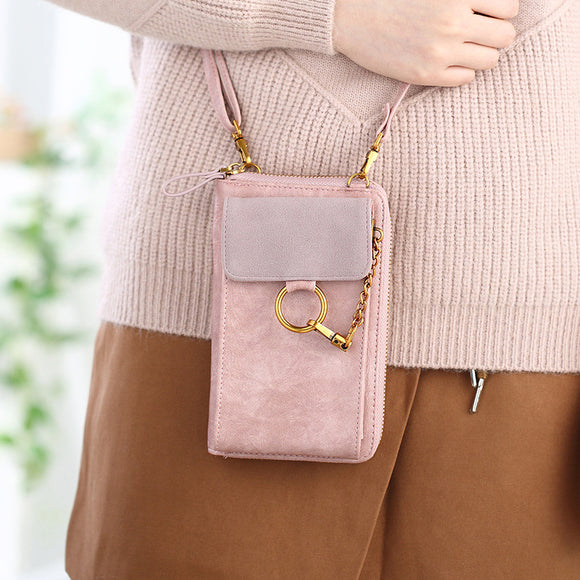 Women PU Leather Large Capacity Storage Pouch Wallet Shoulder Crossbody Bag for iPhone Xiaomi