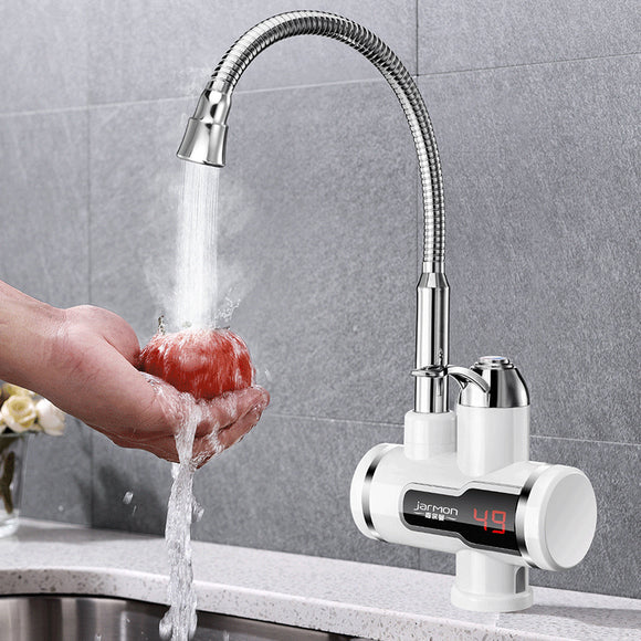 220V 3000W Tankless Instant Heating Sink Tap 360 Digital Display Electric Water Heater Faucet EU