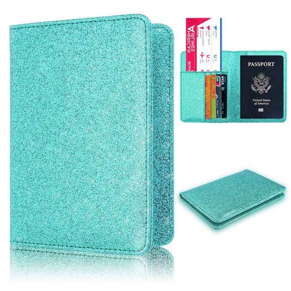 RFID Anti-Scanning Bling Leather Card Bag Passport Case Travel Camping Wallet Coin Purse Card Holder