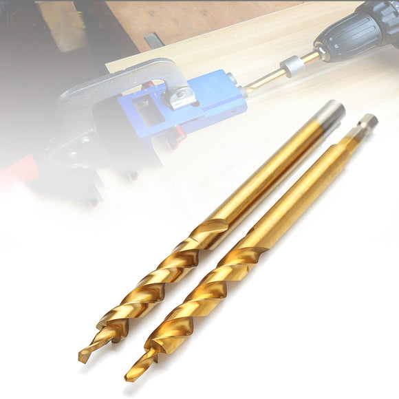 Drillpro 9.5mm Twist Step Drill Bit 3/8 Round/Hex Shank Drill for Woodworking Pocket Hole Jig