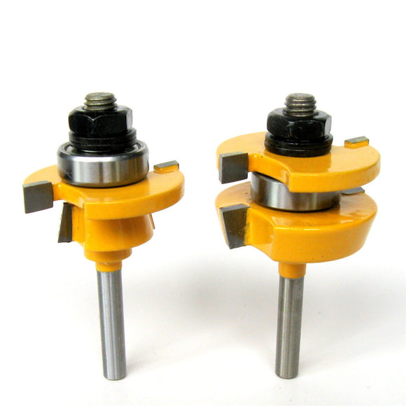2Pcs 1/4 Inch Shank Shaker Bevel Rail And Stile Router Bit Woodworking Milling Cutter Tool Set