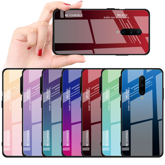 Bakeey Gradient Color Tempered Glass + Soft TPU Back Cover Protective Case for OnePlus 7 Pro