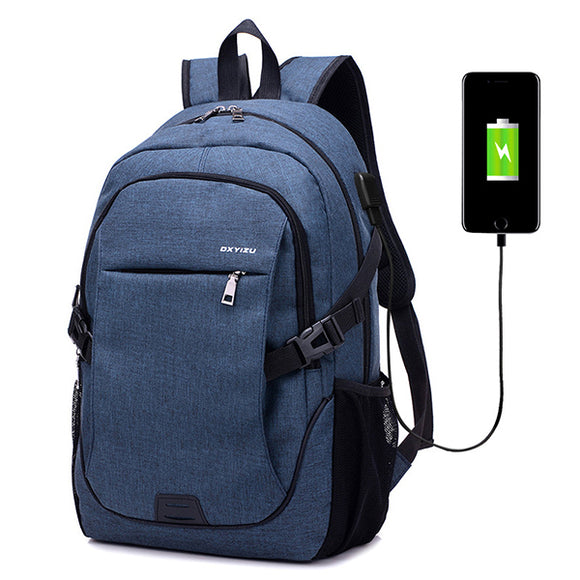 Men Women Canvas Laptop Backpack Casual Daypack Travel Rucksack  with USB Charging Port