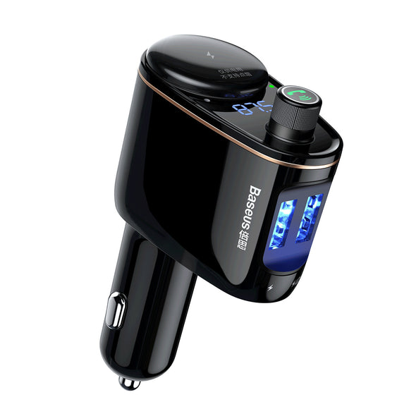 Baseus S-06 Double USB Outputs Battery Voltage Monitor bluetooth 4.2 MP3 Car Charger