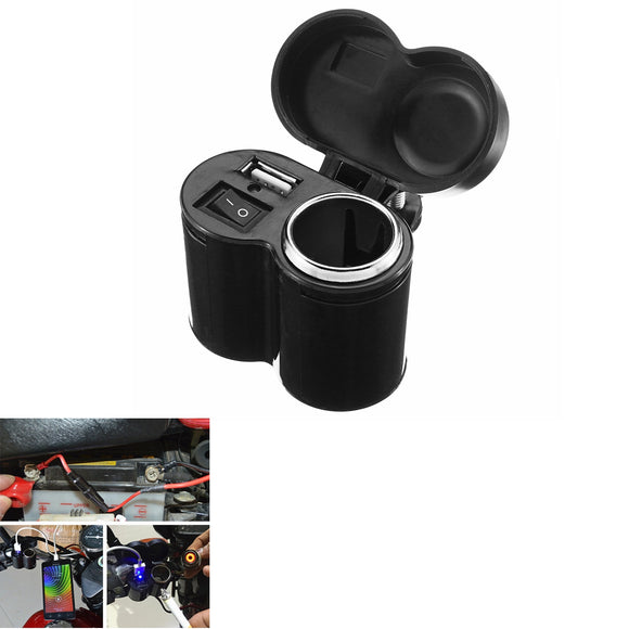 12/24V Waterproof Motorcycle Cigarette Lighter USB Power Port Socket Charger