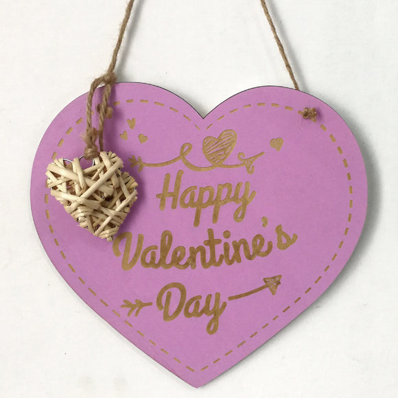 Valentine's Day Laser Engraving Wood Heart Door Decor Wall Hanging Sign Craft Ornaments Party Decorations