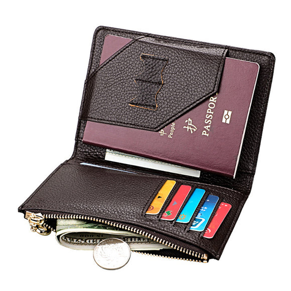 Genuine Leather Multi-function Passport Bag Coin Purse For Men Women