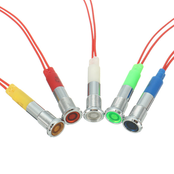 12V 6mm LED Panel Pilot Dash Light Indicator Metal Lamp Waterproof Car Van Boat