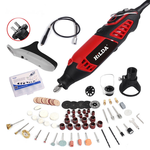 HILDA 220V 350W Electric Mini Drill Variable Speed Electric Grinder Rotary Tool with 91pcs Accessories