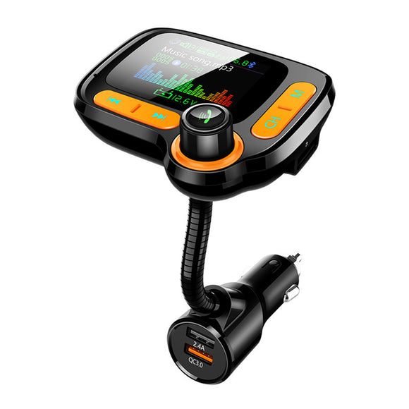 Quelima C86 Car bluetooth 5.0 FM Transmitter Wireless Handsfree Audio Receiver Auto MP3 Player Dual USB Fast Charger TF Card 3.5mm AUX