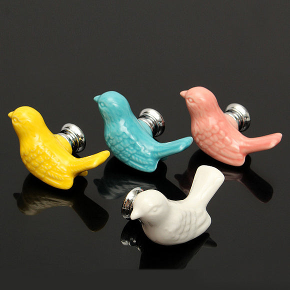 Bird Ceramic Cabinet Closet Dresser Cupboard Drawer Door Handles Pulls Knobs