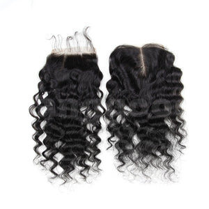 6A Virgin Hair Lace Closure Brazilian Deep Curly Human Hair Closures 4x4 Free Middle Part