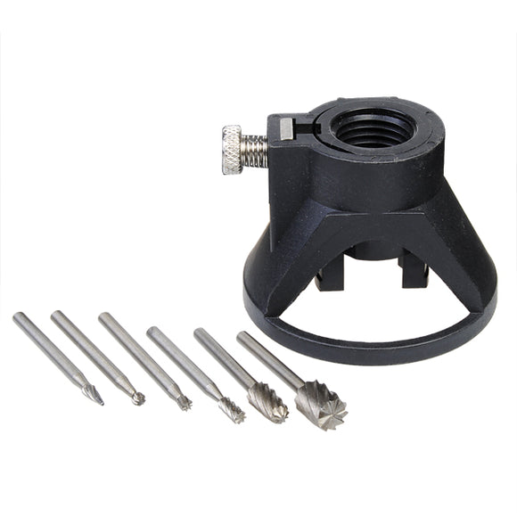 6pcs HSS Wood Milling Cutter + Electric Drill Horn Fixed Base