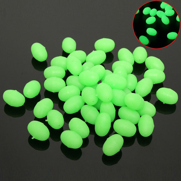 150pcs 10*15mm Glow Fishing Beads Tackle Floating Green Oval Luminous For DIY