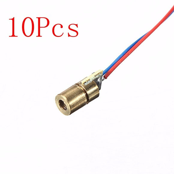 10Pcs DC 5V 5mW 650nm 6mm Red Copper Head Tube Laser Dot Diode Module