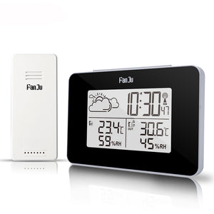 FanJu FJ3364 Digital Alarm Clock Weather Station Wireless Sensor Hygrometer Thermometer Multi-function LED Desktop Table Clock