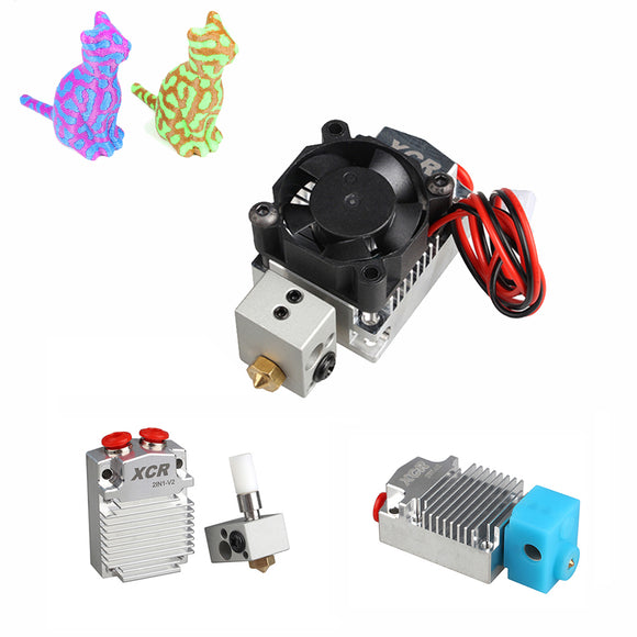 XCR 2IN1-V2 2 In 1 Out Hotend 0.4/1.75mm NV6 Nozzle Kit with 12v Cooling Fan for 3D Printer